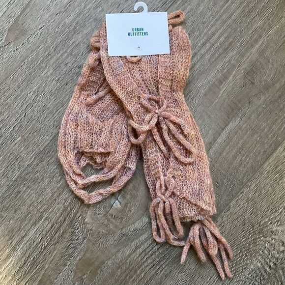 Urban Outfitters Balletcore Lace-Up Ribbed Tie Leg Warmer Mauve Pink - Picture 1 of 4